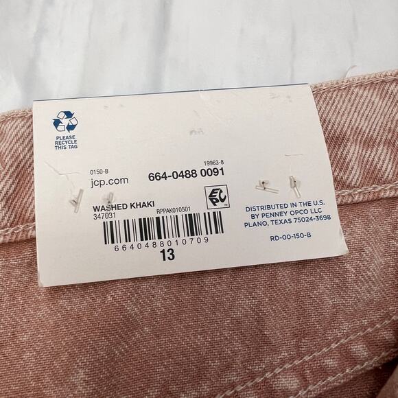 Arizona Pinched Waist Baggy Jeans Tapered leg Washed Khaki size 13 - Picture 13 of 13